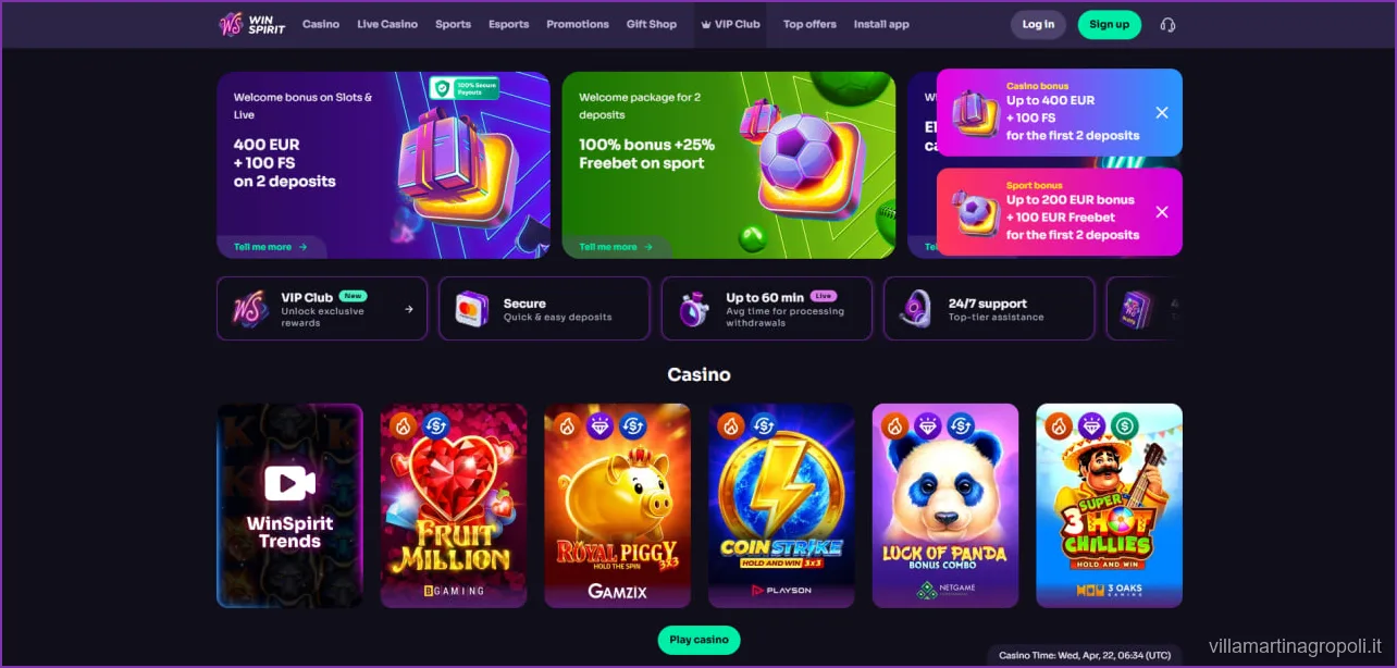 Slot Online Soldi Veri su WinSpirit Casino